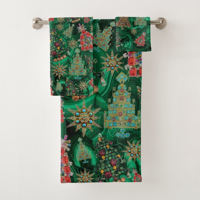 Christmas Trees Malachite Holiday Towel (Insitu)