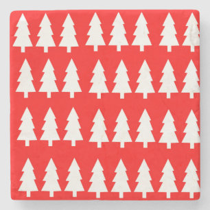 Christmas Trees Marble Stone Coaster