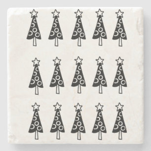 Christmas Trees Marble Stone Coaster