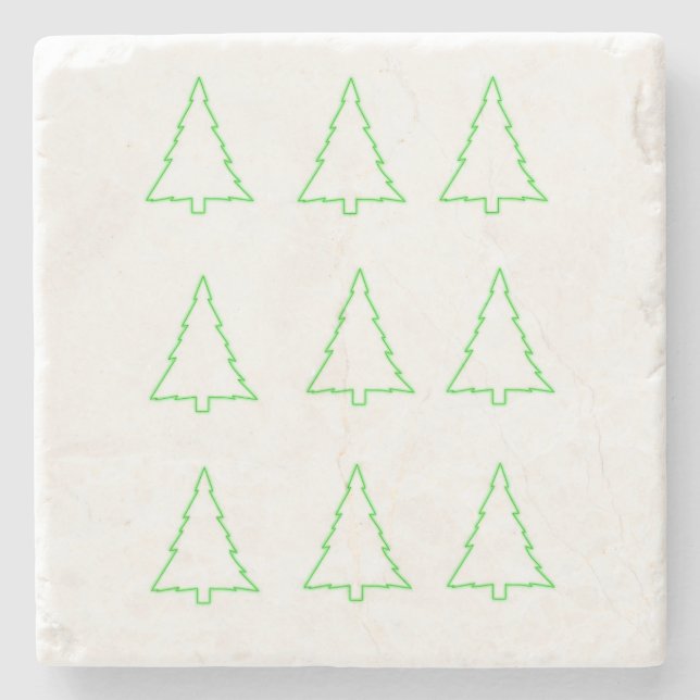 Christmas Trees Marble Stone Coaster Green (Front)