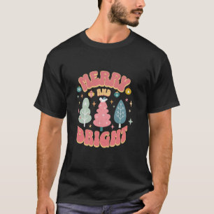 Christmas Trees Merry and Bright Retro Grunge Desi T-Shirt