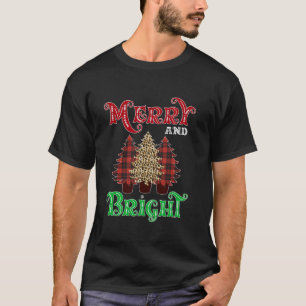 Christmas Trees Merry and Bright Xmas Leopard Buff T-Shirt