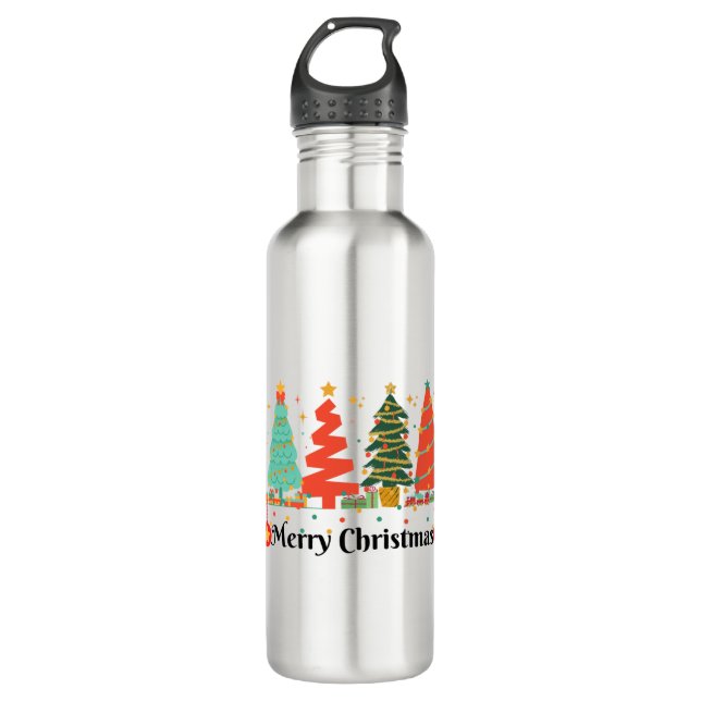 Christmas Trees Merry Christmas 710 Ml Water Bottle (Front)