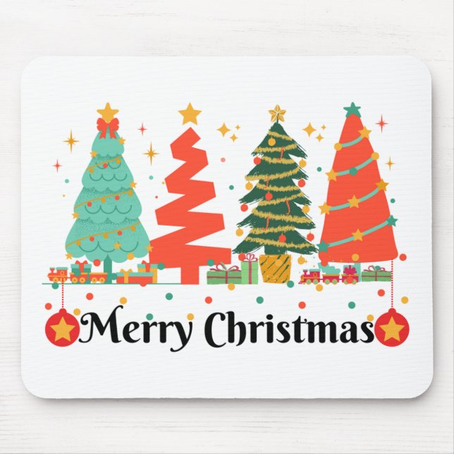 Christmas Trees Merry Christmas Mouse Mat (Front)