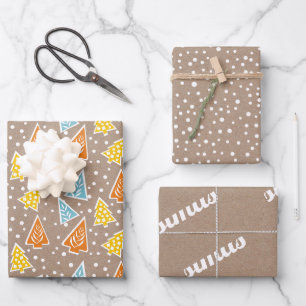 Christmas trees "Merry Christmas" snow rustic Wrapping Paper Sheet