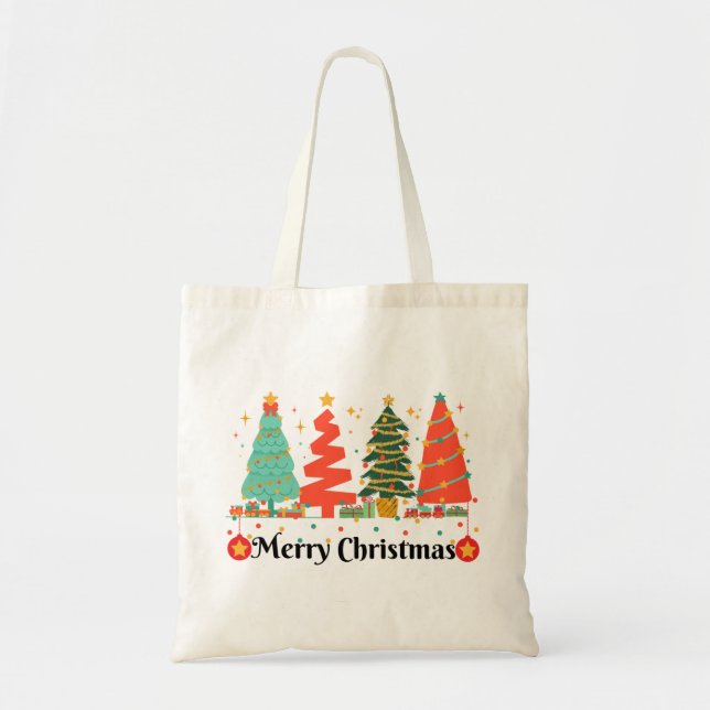 Christmas Trees Merry Christmas Tote Bag (Front)