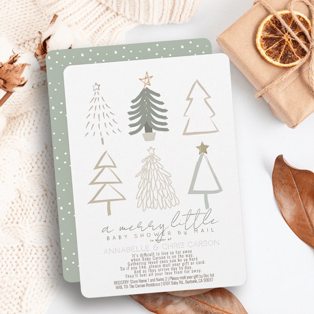 Christmas Trees Merry Little Baby Shower by Mail Invitation (Creator Uploaded)