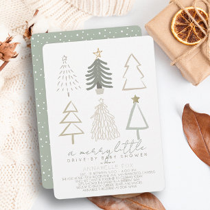 Christmas Trees Merry Little Drive-by Baby Shower Invitation