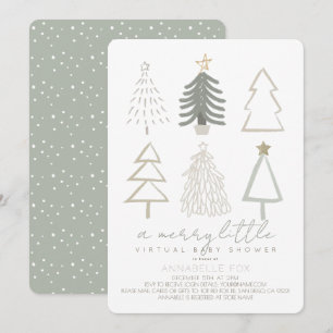 Christmas Trees Merry Little Virtual Baby Shower Invitation