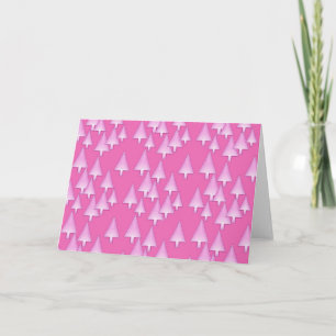 Christmas trees, metallic 3-d look, pink holiday card