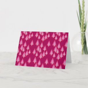 Christmas trees, metallic 3-d look, wine, pink holiday card