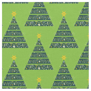 Christmas trees mistletoe green fabric