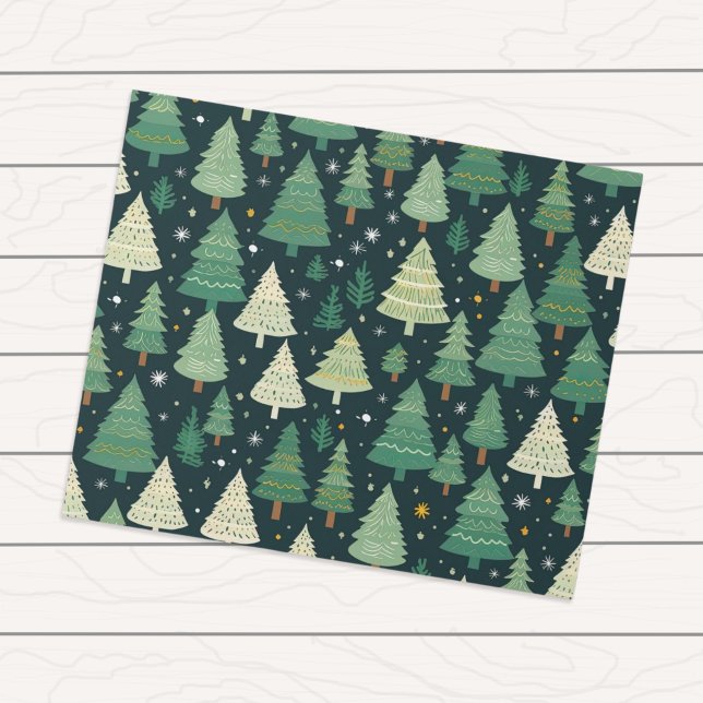Christmas Trees Modern Sage Green Pattern Gift Wrapping Paper (Creator Uploaded)