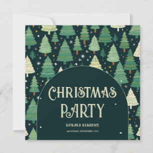 Christmas Trees Modern Sage Green Pattern Party Holiday Card