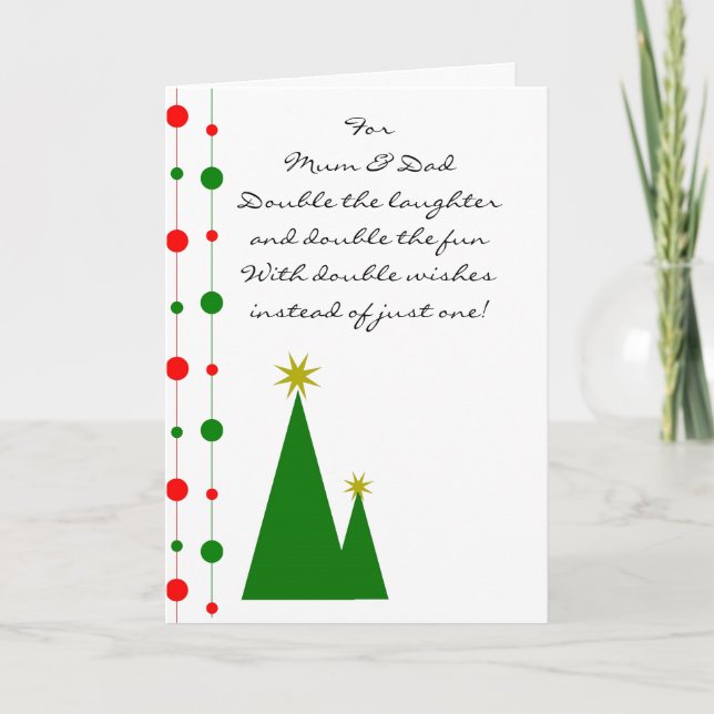 Christmas Trees Mum And Dad Christmas Holiday Card (Front)