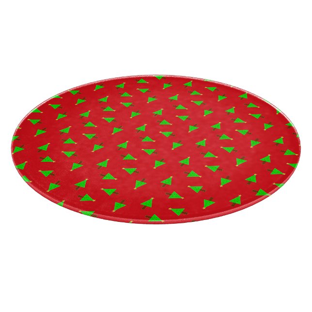 Christmas trees on red cutting board (Corner)