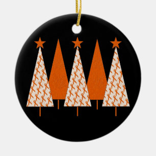 Christmas Trees - Orange Ribbon Ceramic Tree Decoration