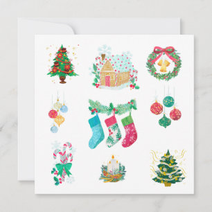 Christmas Trees, Ornaments and Stockings  Holiday Card