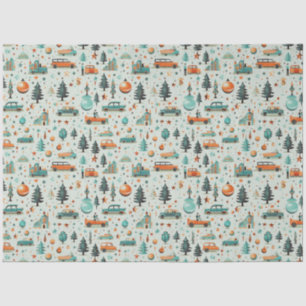 Christmas Trees Ornaments Vehicles Green Christmas Tissue Paper
