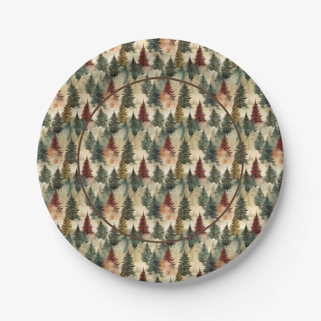 Christmas Trees Paper Plate (Front)