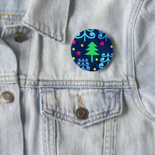 Christmas Trees Pattern 6 Cm Round Badge