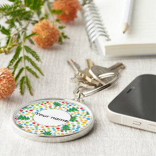 Christmas trees pattern key ring
