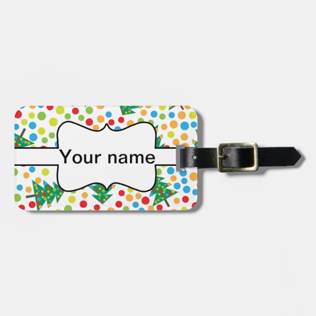 Christmas trees pattern luggage tag (Front Horizontal)