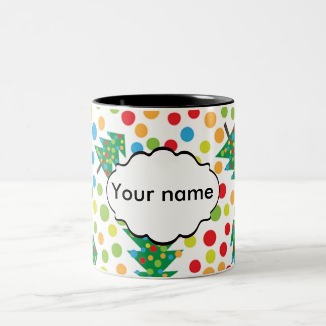 Christmas trees pattern Two-Tone coffee mug (Center)