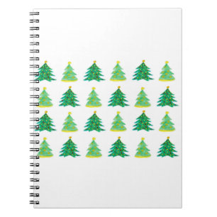 Christmas Trees Pattern Watercolor Decoration Notebook