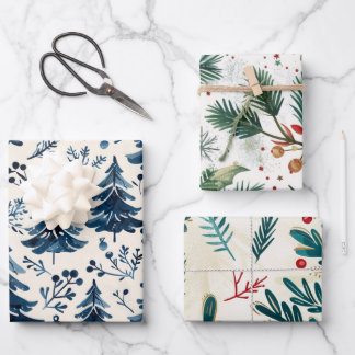 Christmas trees pattern wrapping paper sheet
