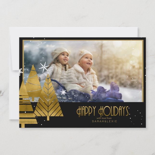 Christmas Trees Photo Template Gold ID863 (Front)