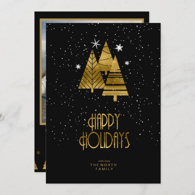 Christmas Trees Photo Template V2 Gold ID863 (Front/Back)