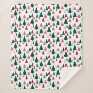 Christmas Trees Pine Forest Cosy Patterned Sherpa Blanket