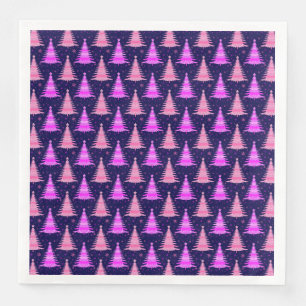 Christmas Trees Pink Blue Pattern Design  Napkin