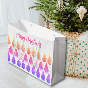 Christmas Trees Pink Large Gift Bag