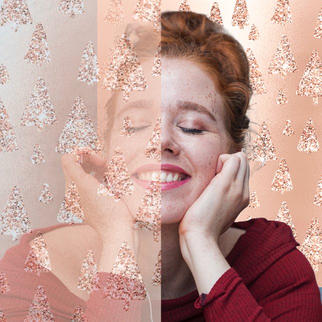 Christmas Trees Pink Rose Gold Blush Girly Sparkly Holiday Card (Christmas Trees Pink Rose Gold Blush Girly Sparkly Holiday Card)