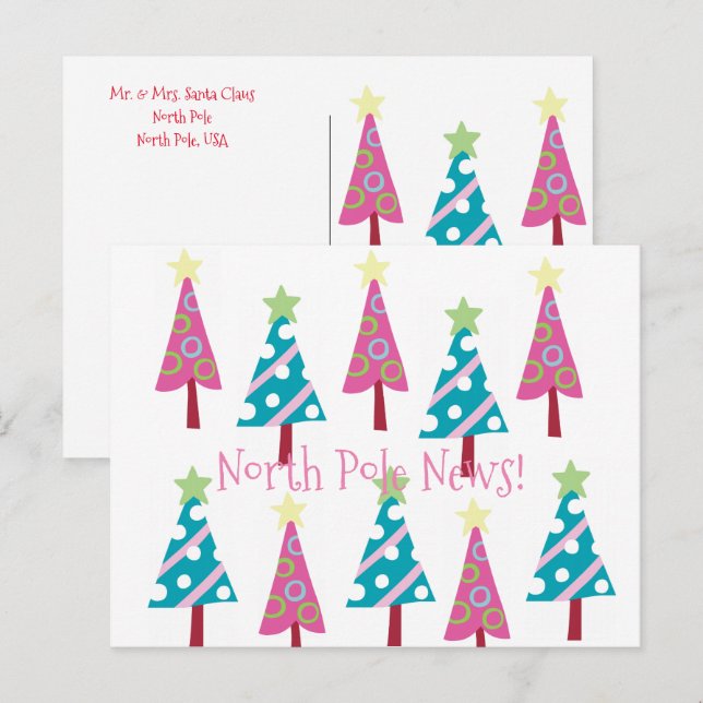 Christmas Trees Postcards North Pole  (Front/Back)