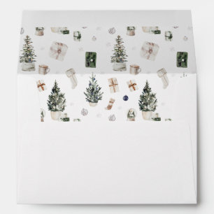Christmas Trees & Presents - White Theme Envelope