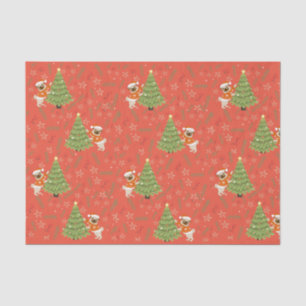 Christmas trees &pug dog pattern custom background tissue paper