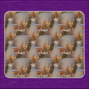 Christmas Trees Quaint Village Snow Globe Pattern Mouse Mat