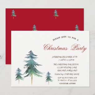 Christmas Trees Red Corporate Christmas Party Invitation