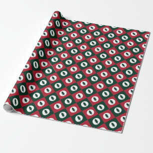 Christmas Trees Red Green and White Pattern Wrapping Paper