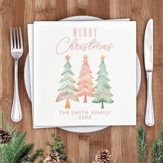 Christmas Trees Red Party Napkin (Creator Uploaded)
