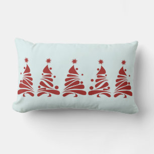 CHRISTMAS TREES Red Retro Throw Pillow