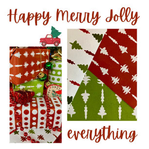 Christmas Trees Red, White, and Green 3 Wrapping Paper Sheet