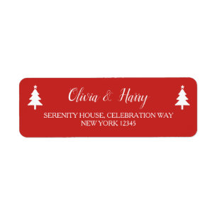Christmas Trees Red White Return Address Labels
