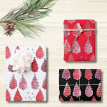 Christmas Trees Red  Wrapping Paper Sheet<br><div class="desc">This cute Christmas wrapping paper is decorated with whimsical watercolor Christmas Trees in shades of red and purple on white,  red or black backgrounds.
Original Watercolor © Michele Davies.</div>