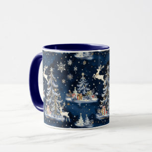Christmas Trees, Reindeer and Snowflakes Mug