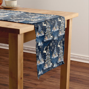Christmas Trees, Reindeer and Snowflakes Short Table Runner
