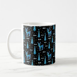 Christmas trees, reindeer snowflakes. Winter illus Coffee Mug